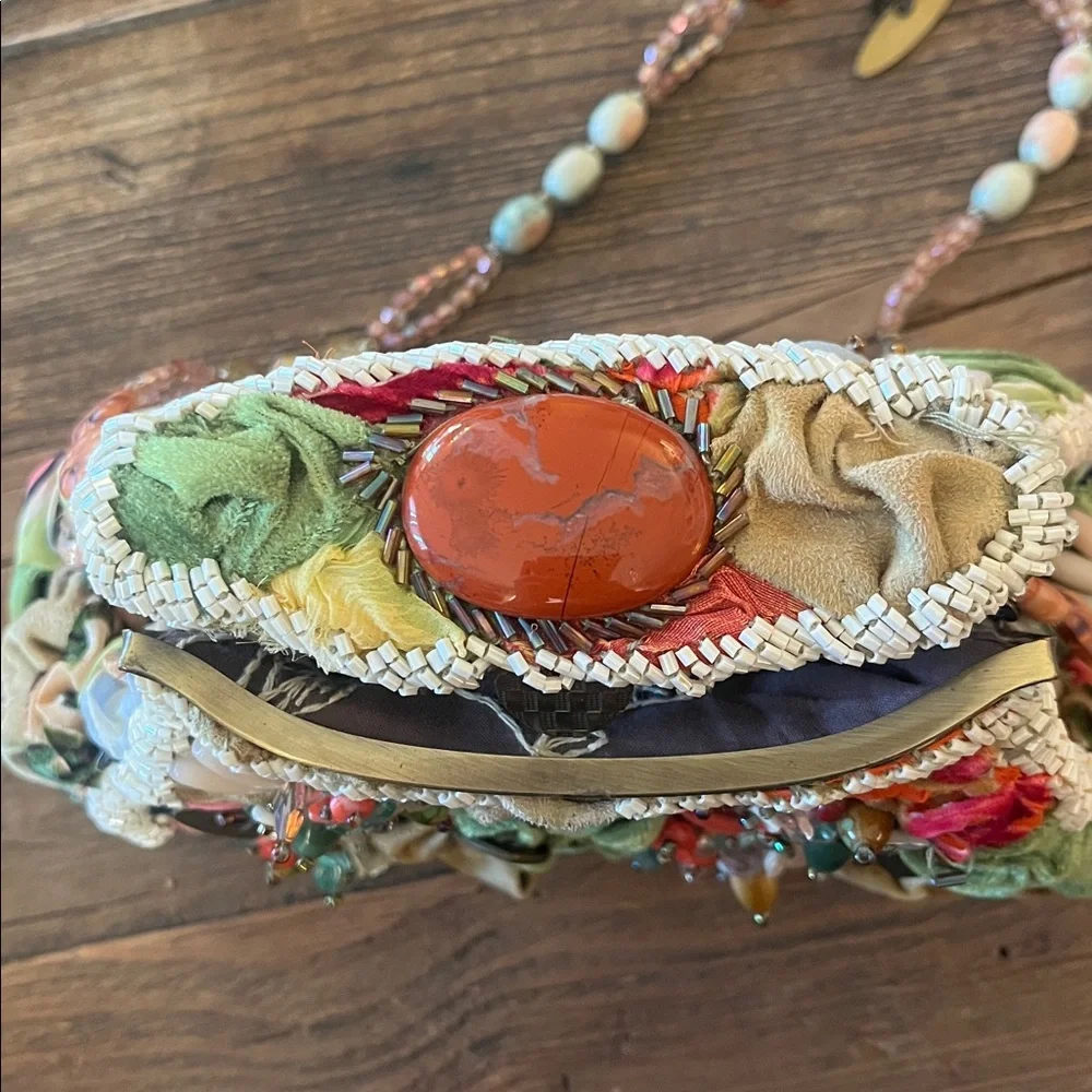 Vintage Mary Frances Floral Beaded Handbag with Beaded Strap - Picture 7 of 9